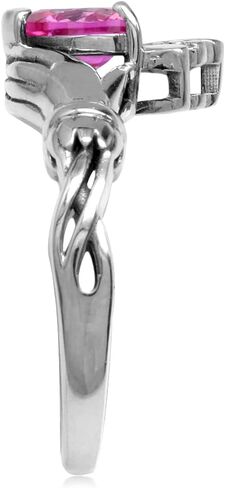 Silvershake Heart Gemstones Irish Celtic Claddagh 925 Sterling Silver Love Loyalty and Friendship Ring Jewelry for Women in Kuwait