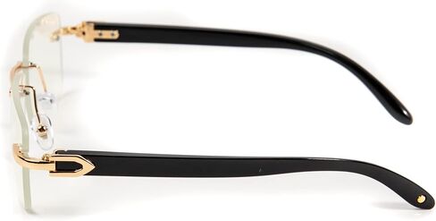 Street Knitted Men's Rimless Gold Frame Black Woodgrain Vintage Clear Lens Glasses in Saudi Arabia