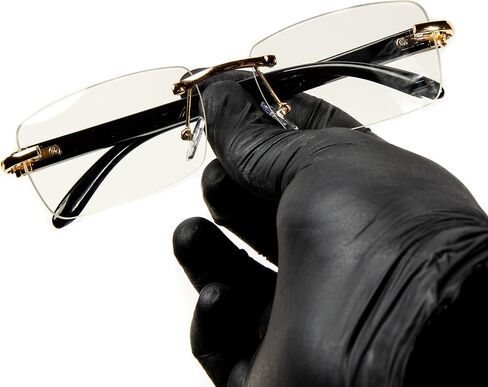 Street Knitted Men's Rimless Gold Frame Black Woodgrain Vintage Clear Lens Glasses in Saudi Arabia