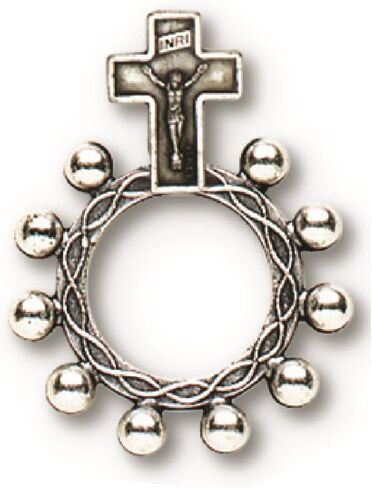 Venerare Crucifixion Rosary Ring Silver Oxidized Double Sided Single Ring in Saudi Arabia