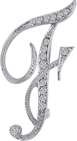 ANTOLL Initial Letters Brooch Pins For Women, Letter Pins For Stockings, Silver Plated Metal Rhinestone Clear AAA+ Crystal Lapel Pin Brooches（1Pcs） in Kuwait