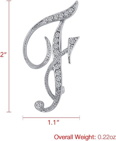 ANTOLL Initial Letters Brooch Pins For Women, Letter Pins For Stockings, Silver Plated Metal Rhinestone Clear AAA+ Crystal Lapel Pin Brooches（1Pcs） in Kuwait