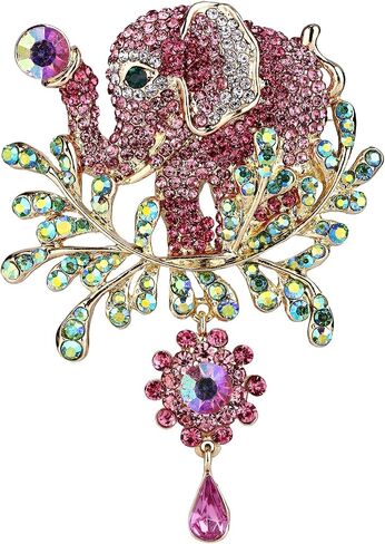 EVER FAITH Women's Austrian Crystal Rhinestone Adorable Animal Elephant Teardrop Brooch Gold-Tone in Saudi Arabia