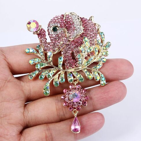 EVER FAITH Women's Austrian Crystal Rhinestone Adorable Animal Elephant Teardrop Brooch Gold-Tone in Saudi Arabia