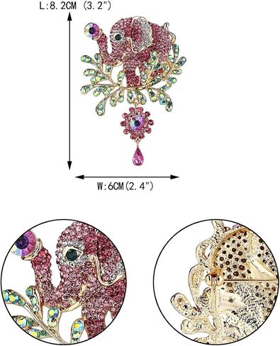 EVER FAITH Women's Austrian Crystal Rhinestone Adorable Animal Elephant Teardrop Brooch Gold-Tone in Saudi Arabia