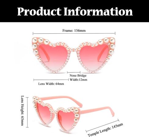 LJCZKA Luxury Love Pearl Sunglasses Women Heart Shaped Cat Eye Sun Glasses Party Festival Shimmering Bling Eyewear in Kuwait
