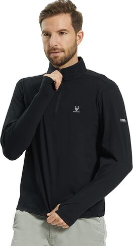 قمصان التمرين للرجال بعامل حماية من أشعة الشمس 50+ للحماية من الشمس، قمصان بأكمام طويلة وسحاب للصيد والجري in Kuwait