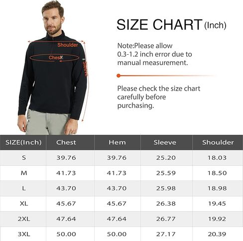 قمصان التمرين للرجال بعامل حماية من أشعة الشمس 50+ للحماية من الشمس، قمصان بأكمام طويلة وسحاب للصيد والجري in Kuwait