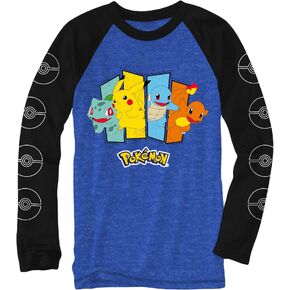 Pokemon Boys' Classic Starter Group Long Sleeve Raglan T-Shirt in Saudi Arabia