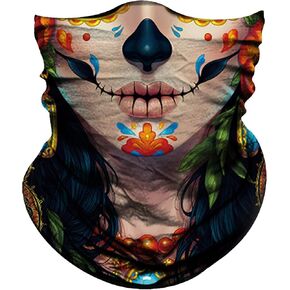 Obacle Skull Face Mask for Women Men Dust Wind Sun Protection Seamless Bandana Face Mask for Rave Festival Motorcycle Riding Biker Fishing Hunting Outdoor Running Tube Mask Multifunctional Headwear