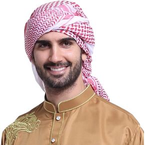 ZUYYON Men Arab Shemagh Kaffiyeh Headscarf Muslim Hijab Headband Dubai Turban Cap Shawl Headwrap Middle East Arafat Scarf