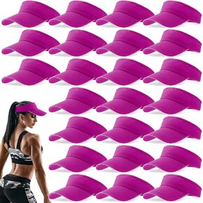 Bonuci 24 Pack Unisex Sports Sun Visor Adjustable UV Protection Sun Hat Cap for Beach Pool Golf Tennis Baseball Caps Bulk
