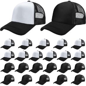 24 Pcs Trucker Hats Bulk Beach Hats for Men Mesh Back Ball Cap Rugged Classic Baseball Trucker Hat for Men and Women