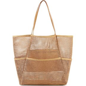 حقيبة حمل الشاطئ الشبكية الكبيرة للنساء من BTOOP مع جيوب متعددة ومناشف ألعاب للسفر العائلي وحقيبة حمام السباحة المقاومة للماء in Kuwait