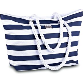 Large Tote Beach Bag - Top Zipper Closure - Waterproof Lining - Tote Shoulder Bag For Gym Beach Travel