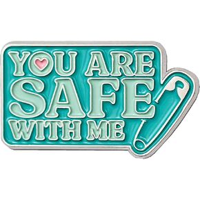 دبوس امان بعبارة You Are Safe With Me | هدية طبية لطيفة للممرضات والرعاية الصحية، مطلي بالمينا، بدون احجار كريمة, مينا, بدون أحجار كريمة in Kuwait