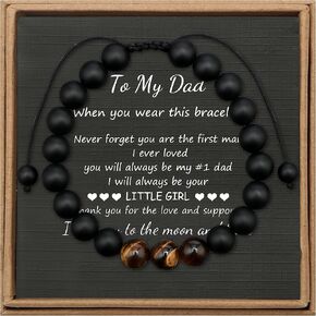JoycuFF 𝐓𝐢𝐠𝐞𝐫 𝐄𝐲𝐞 𝐁𝐫𝐚𝐜𝐞𝐥𝐞𝐭 Healing Bracelet for Men 8mm Black Matte Agate Stone 𝐆𝐢𝐟𝐭𝐬 𝐟𝐨𝐫 𝐌𝐞𝐧 Father Brother Son Boyfriend