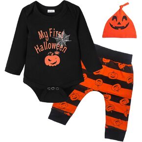 مجموعة ملابس Wosixima Baby Boys Girls My First Halloween Bat Toys من مجموعة سراويل اليقطين العنكبوتية مع قبعة للأطفال حديثي الولادة وحتى الرضع in Kuwait