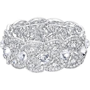 EVER FAITH Austrian Crystal Costume Jewelry Art Deco Elastic Stretch Bracelet
