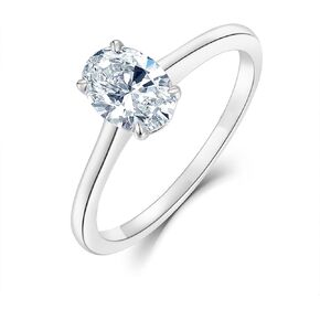 WSX Solid 10K Gold 1 Carat Oval/Round Moissanite Engagement Rings, Solitaire Promise Wedding Ring Personalized Name Custom Gifts, Available in Size 3-15.5, 14K/18K ＆ White/Rose/Yellow Gold