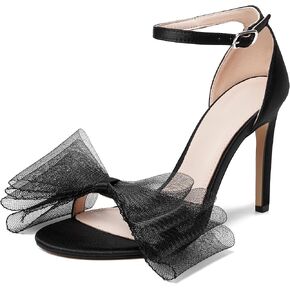 صنادل نسائية من Vertundy بكعب عالٍ مع شريط غير متماثل من الدانتيل الشبكي وعقدة تزيين مفتوحة عند الأصابع وحزام الكاحل وحزام واحد وكعب مثير فستان حفلات الزفاف للسيدات 3.14 بوصة in Kuwait