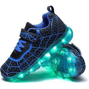 YUNICUS Kids Light Up Shoes Led Flash Sneakers with Spider Upper USB Charge for Boys Girls Toddles Best Gift for Birthday Thanksgiving Christmas Day
