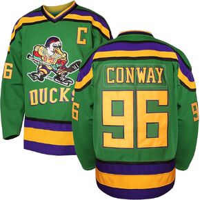 Phoneutrix تشارلي كونواي #96 Mighty Ducks فيلم الهوكي جيرسي أبيض أخضر
