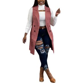 acelyn Women Long Sweater Vest Cardigans Sexy Sleeveless Ribbed Casual Jacket Coat Club