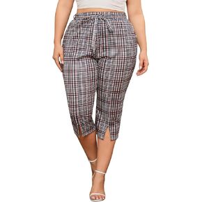KOJOOIN Womens Plus Size Stretch Work Pants Elastic Waist Business Casual Pants with Pockets Pencil Leg Dress Pants