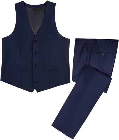 Mens Suit Slim Fit Suits for Men 2 Pieces Tuxedo Vest Pants Set Wedding Prom Waistcoat & Trousers in Kuwait