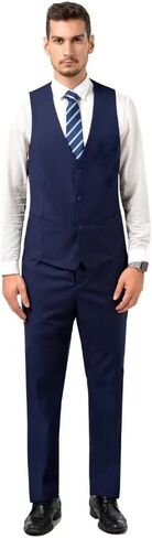 Mens Suit Slim Fit Suits for Men 2 Pieces Tuxedo Vest Pants Set Wedding Prom Waistcoat & Trousers in Kuwait