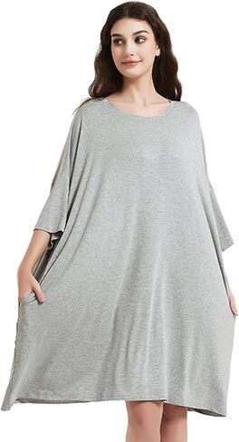 THREENTDAY Oversized Sleepshirts for Women, Sleep Tee Dress with Pockets Loose Nightgown for Spring Summer in Kuwait