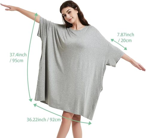 THREENTDAY Oversized Sleepshirts for Women, Sleep Tee Dress with Pockets Loose Nightgown for Spring Summer in Kuwait