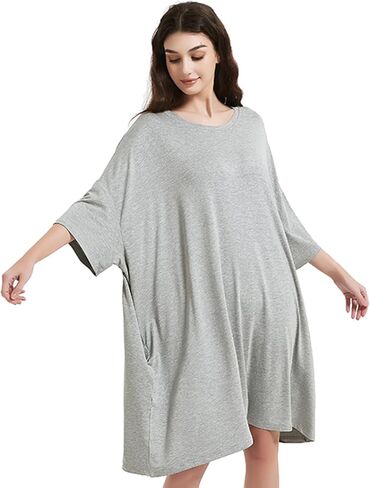 THREENTDAY Oversized Sleepshirts for Women, Sleep Tee Dress with Pockets Loose Nightgown for Spring Summer in Kuwait