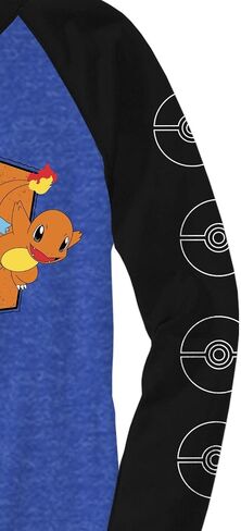 Pokemon Boys' Classic Starter Group Long Sleeve Raglan T-Shirt in Saudi Arabia