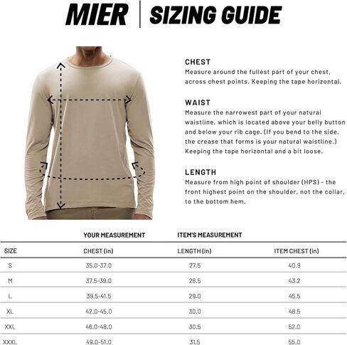 قمصان MIER للرجال بأكمام طويلة، تي شيرت ناعم ومطاط من القطن الممشط ورقبة دائرية، تي شيرت كاجوال عصري كلاسيكي، بدون علامة in Kuwait