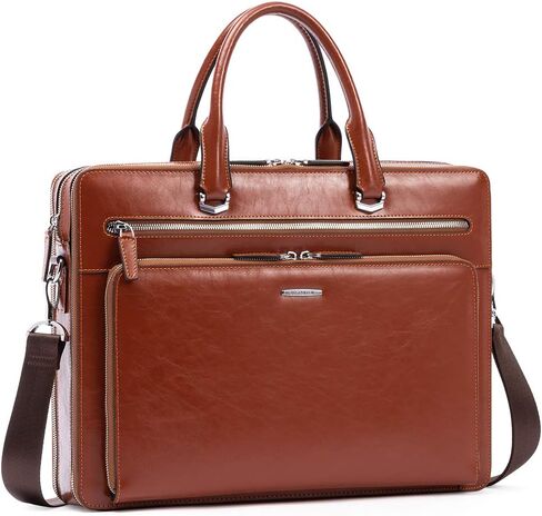 BOSTANTEN Briefcases for Men Leather Laptop Bag 15.6 inch Computer Messenger Shoulder Slim Bag Buisness Travel Work Case in Kuwait