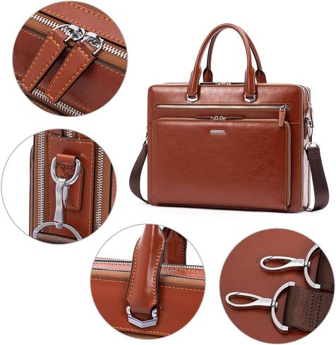 BOSTANTEN Briefcases for Men Leather Laptop Bag 15.6 inch Computer Messenger Shoulder Slim Bag Buisness Travel Work Case in Kuwait