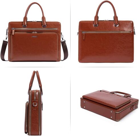 BOSTANTEN Briefcases for Men Leather Laptop Bag 15.6 inch Computer Messenger Shoulder Slim Bag Buisness Travel Work Case in Kuwait