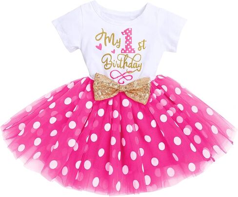 IBTOM CASTLE Baby Girls Cake Smash Birthday Mouse Polka Dots One Sequin Tutu Princess Dress Fancy Costume for Photo Shoot in Kuwait