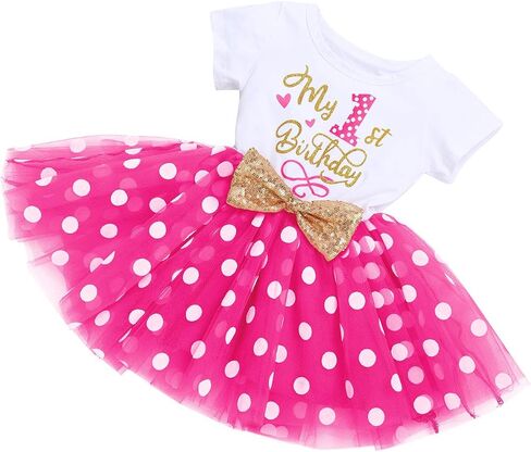 IBTOM CASTLE Baby Girls Cake Smash Birthday Mouse Polka Dots One Sequin Tutu Princess Dress Fancy Costume for Photo Shoot in Kuwait