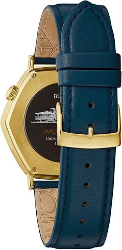 Bulova Men's Frank Lloyd Wright Limited Edition 'Imperial Hotel' Gold Stainless Steel 3 Hand Watch, Blue Leather Strap, and Mosaic Multi-Colored Dial (Model:97A177) in Saudi Arabia