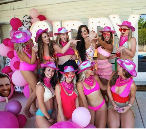 Holographic Pink Space Cowgirl Hat with Heart Glasses Bandana Metallic Neon Rave Sparkly Women Cowboy Hats Rodeo Party(Hot Pink) in Kuwait