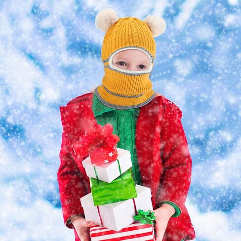 2 Pieces Kids Hood Scarf Kids Knit Hat Winter Thick Earflap Skull Caps for Boy Girls in Kuwait