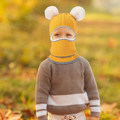 2 Pieces Kids Hood Scarf Kids Knit Hat Winter Thick Earflap Skull Caps for Boy Girls in Kuwait