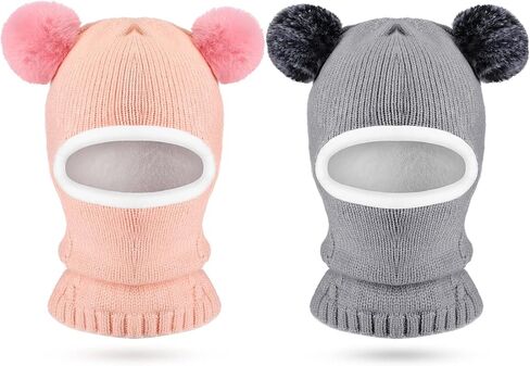 2 Pieces Kids Hood Scarf Kids Knit Hat Winter Thick Earflap Skull Caps for Boy Girls in Kuwait
