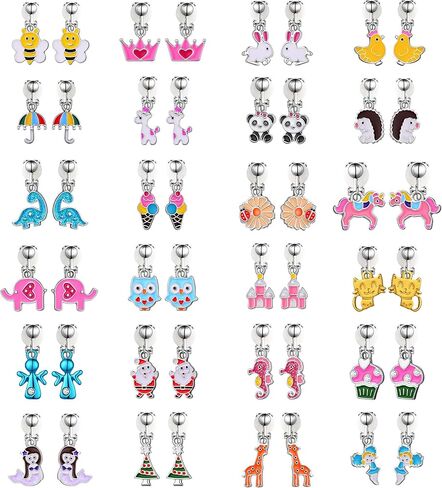 aganippe 16/20/24 أزواج الفتيات كليب على الأقراط لطيف تتدلى قطرة كليب على الأقراط للفتيات غير ثقب الأقراط مجموعة مجوهرات للفتيات الصغيرات أقراط يونيكورن قوس قزح الأقراط حورية البحر الأقراط للأطفال in Kuwait