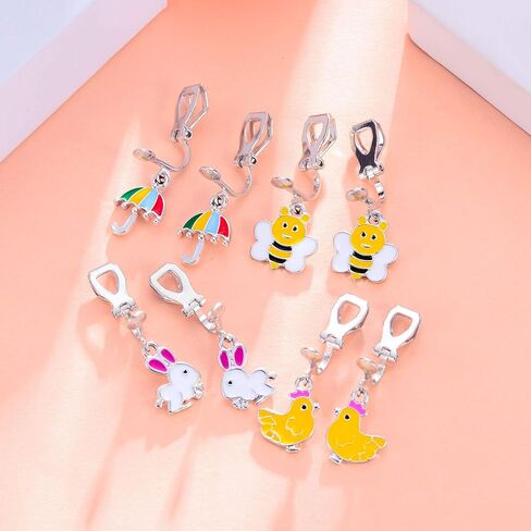 aganippe 16/20/24 أزواج الفتيات كليب على الأقراط لطيف تتدلى قطرة كليب على الأقراط للفتيات غير ثقب الأقراط مجموعة مجوهرات للفتيات الصغيرات أقراط يونيكورن قوس قزح الأقراط حورية البحر الأقراط للأطفال in Kuwait