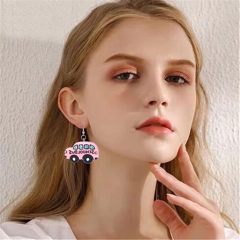 CHUNYANAN جميل محاكاة حافلة المدرسة استرخى أقراط الراتنج الكرتون سيارة الأطفال مضحك أقراط للنساء مجوهرات للبنات in Kuwait