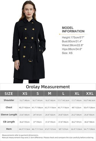 Orolay Women's Mid-length Jacket Double Breasted Trench Coat with Belt in Saudi Arabia